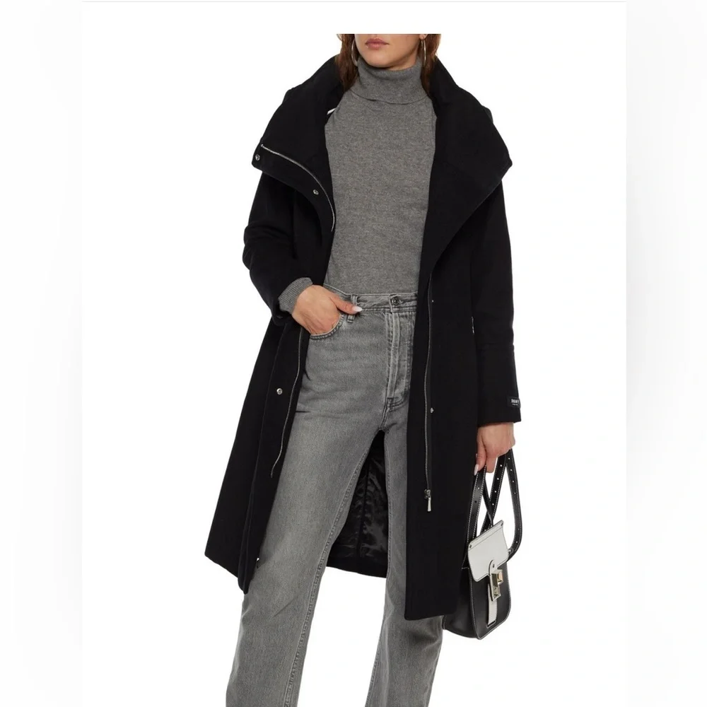 DKNY wool-blend felt hooded coat - Picture 3 of 4